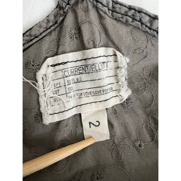 Current Elliott Florence Grey babydoll Mini Dress Eyelet Size 2 Grunge Neutral‎ - Picture 4 of 11